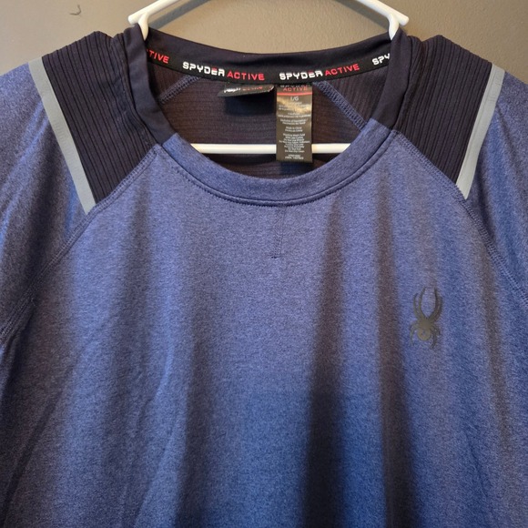 Spyder Active Mens Long Sleeve Athletic Shirt Blue L/G ProWeb Tech Base Layer - Picture 2 of 9